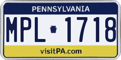 PA license plate MPL1718