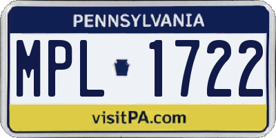 PA license plate MPL1722