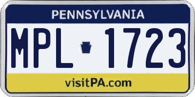 PA license plate MPL1723