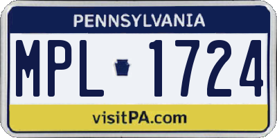 PA license plate MPL1724