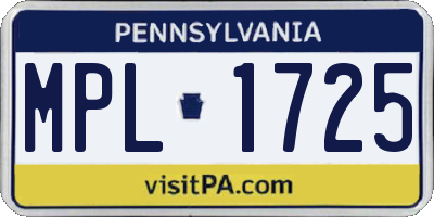 PA license plate MPL1725