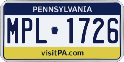 PA license plate MPL1726