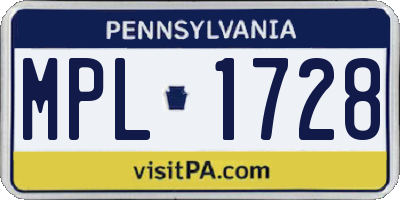 PA license plate MPL1728