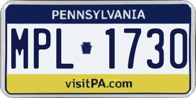 PA license plate MPL1730