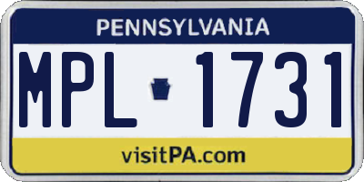 PA license plate MPL1731