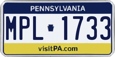 PA license plate MPL1733