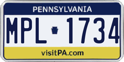 PA license plate MPL1734