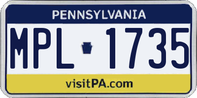 PA license plate MPL1735