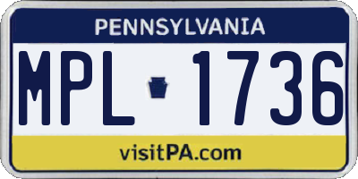 PA license plate MPL1736