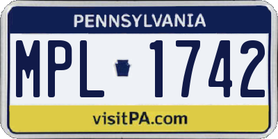 PA license plate MPL1742