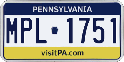 PA license plate MPL1751