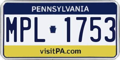 PA license plate MPL1753