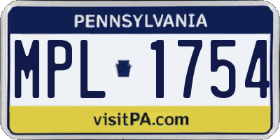 PA license plate MPL1754