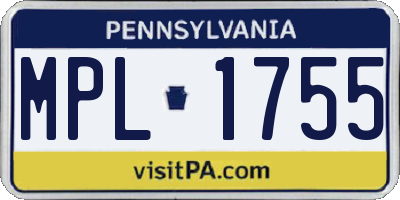 PA license plate MPL1755