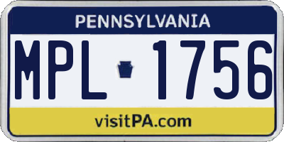 PA license plate MPL1756