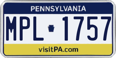 PA license plate MPL1757