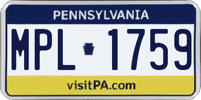 PA license plate MPL1759