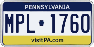PA license plate MPL1760