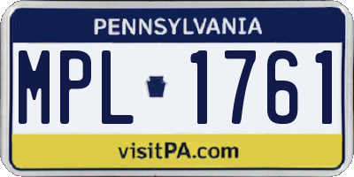 PA license plate MPL1761