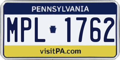 PA license plate MPL1762