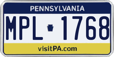 PA license plate MPL1768