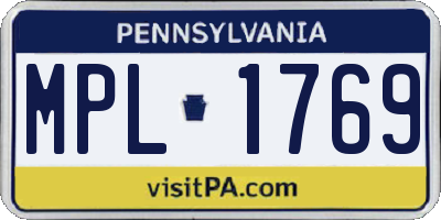 PA license plate MPL1769