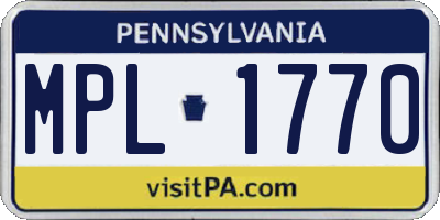 PA license plate MPL1770