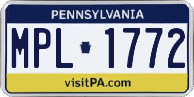 PA license plate MPL1772