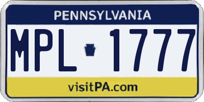 PA license plate MPL1777