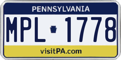 PA license plate MPL1778