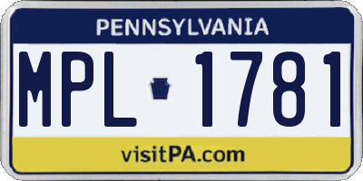 PA license plate MPL1781