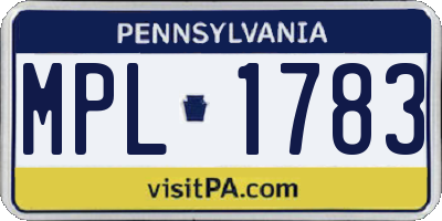 PA license plate MPL1783