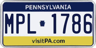 PA license plate MPL1786