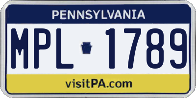 PA license plate MPL1789