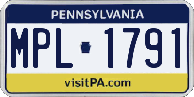 PA license plate MPL1791