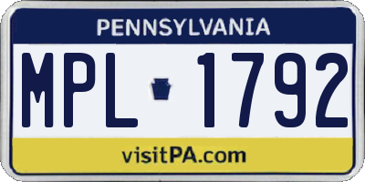 PA license plate MPL1792