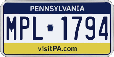 PA license plate MPL1794