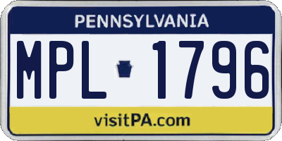 PA license plate MPL1796