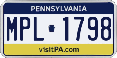 PA license plate MPL1798