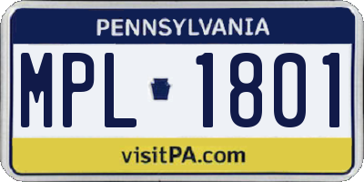 PA license plate MPL1801