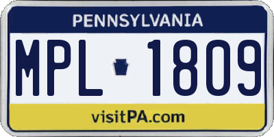PA license plate MPL1809