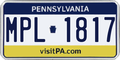 PA license plate MPL1817