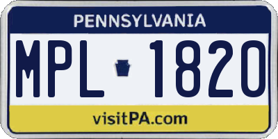 PA license plate MPL1820