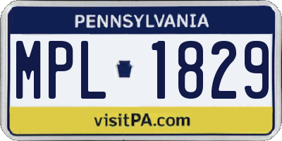 PA license plate MPL1829