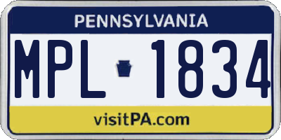 PA license plate MPL1834