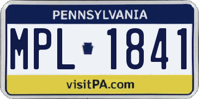PA license plate MPL1841