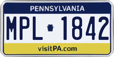 PA license plate MPL1842