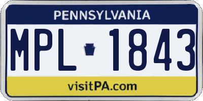PA license plate MPL1843