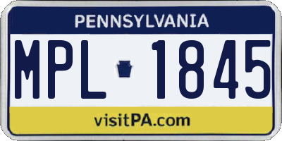 PA license plate MPL1845