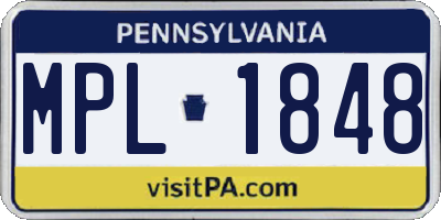 PA license plate MPL1848
